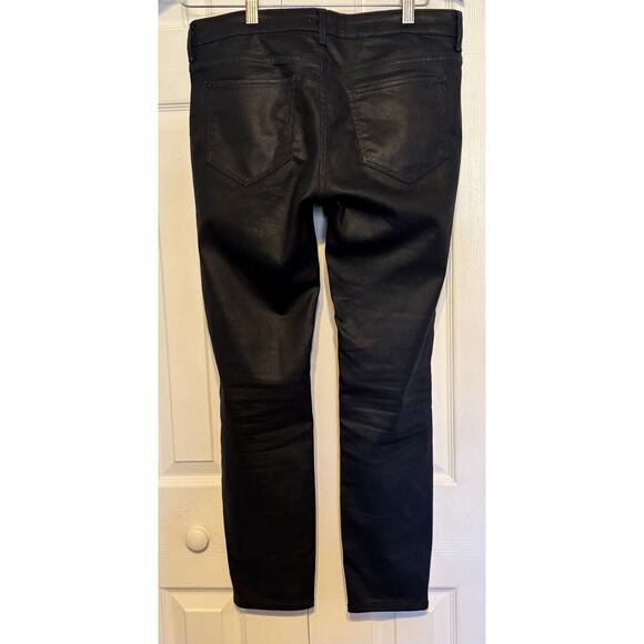 Zara Womens Blue Waxed Jeans 10 Zipper Ankle Leather-look - Picture 5 of 9